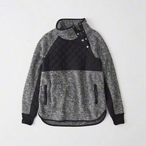 Black and gray A&F asymmetrical snap pullover